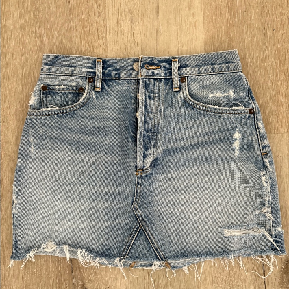 AGOLDE cut off jean skirt